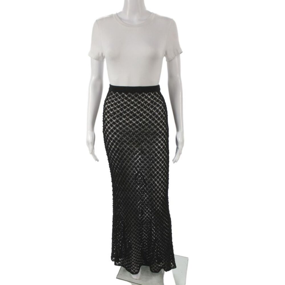Victoria Beckham Women Maxi Skirt Black Geometric Long Bohemian Size S